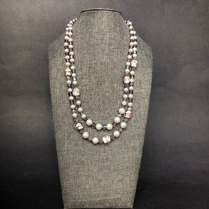Vintage Millefiori Glass Bead Necklace/ Floral